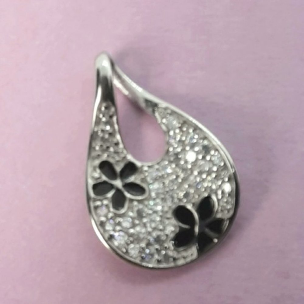 Sterling SILVER flower pendant 1.0" - Picture 5 of 5
